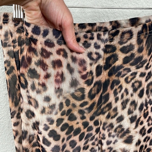 New Good American Sheer Mesh Wide Leg Pants Leopard Cover Up Club Sz M - Picture 7 of 14